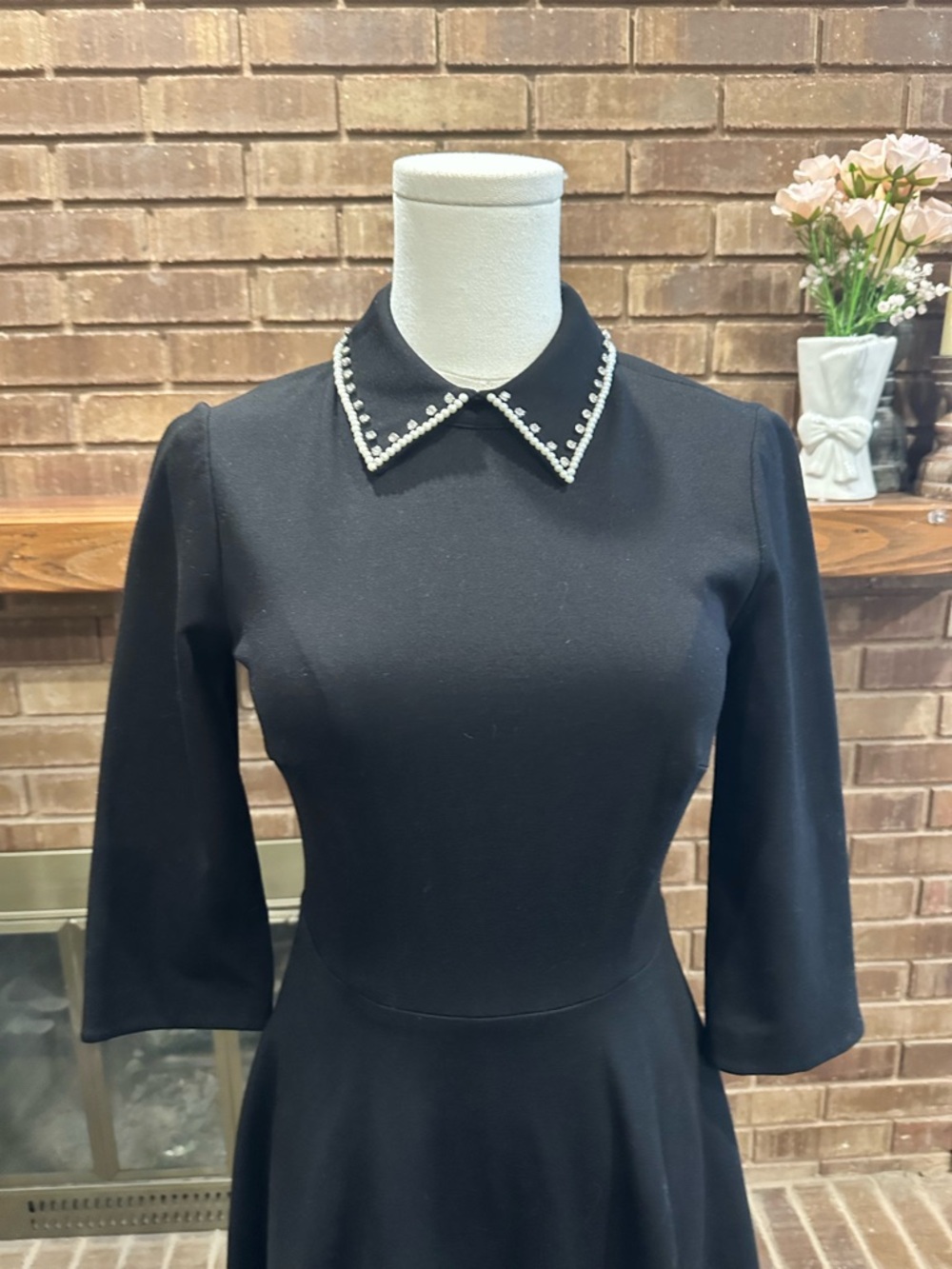Kate Spade Pearl Rhinestone Embellished Collar Ponte Dress XS Chic - Picture 6 of 11